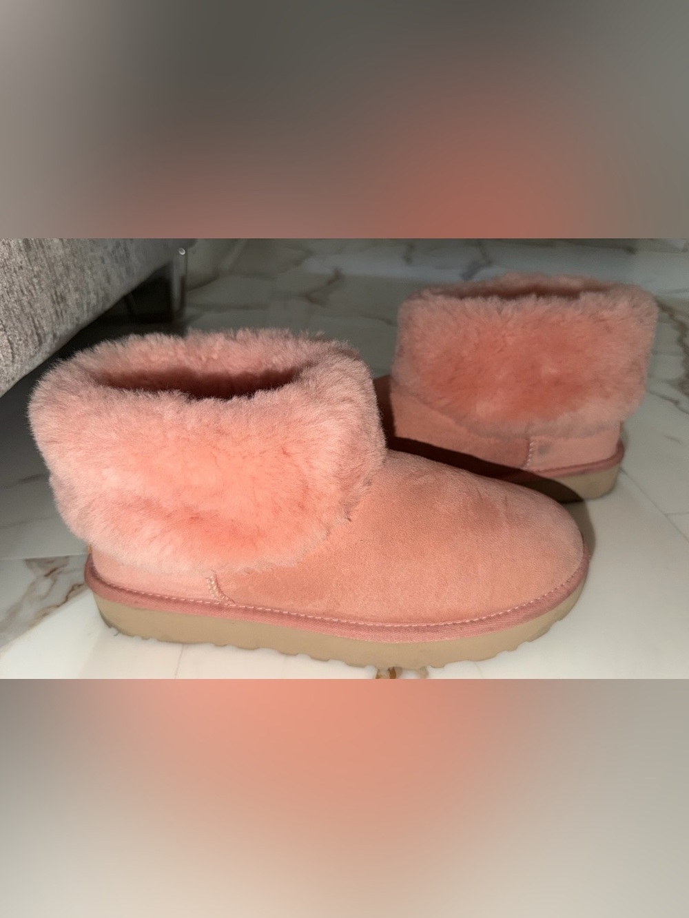 Classic Mini Fluff UGG Women's Short Shearling Boot - Pink